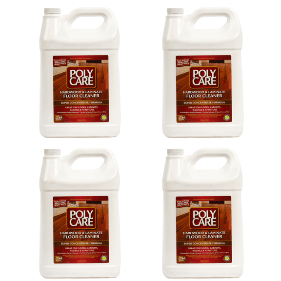 POLYCARE Hardwood Floor Cleaner Super Concentrate - 128 Fl Oz - 4 Pack - Fresh- Dilute Concentrate with Water for Spray Mops and Spray Bottles - Residue-Free Floor Cleaning Solution