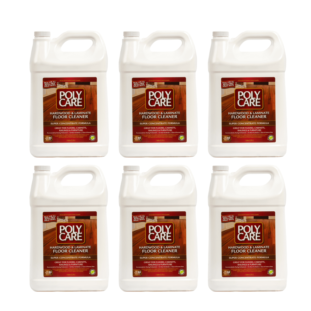 POLYCARE Hardwood Floor Cleaner Super Concentrate - 128 Fl Oz - 6 Pack - Fresh - Dilute Concentrate with Water for Spray Mops and Spray Bottles - Residue-Free Floor Cleaning Solution