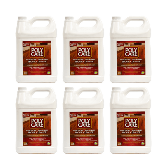 POLYCARE Hardwood Floor Cleaner Super Concentrate - 128 Fl Oz - 6 Pack - Fresh - Dilute Concentrate with Water for Spray Mops and Spray Bottles - Residue-Free Floor Cleaning Solution
