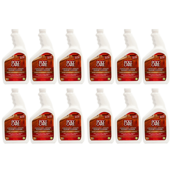 POLYCARE Hardwood Floor Cleaner Super Concentrate - 32 Fl Oz (12 Pack) - Fresh- Dilute Concentrate with Water for Spray Mops and Spray Bottles - Residue-Free Floor Cleaning Solution