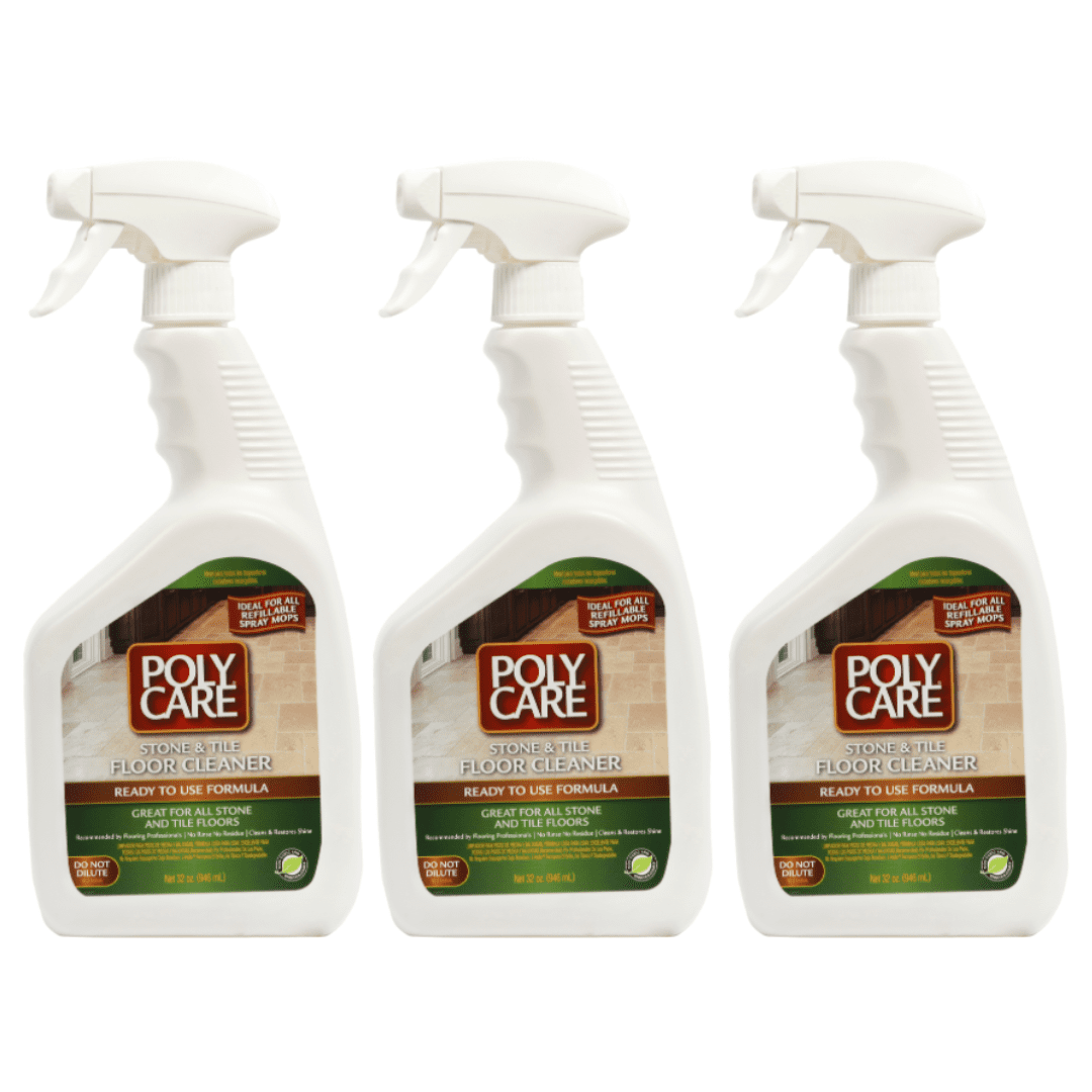 POLYCARE Stone & Tile Floor Cleaner Refill - 32 fl oz (3 Pack) - Fresh- Refill for Spray Mops and Spray Bottles - Residue-Free Floor Cleaning Solution for Stone & Tile or Laminate Floors
