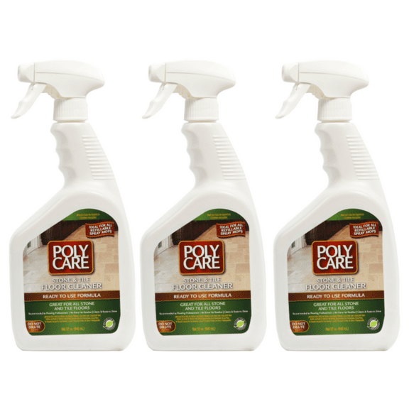 POLYCARE Stone & Tile Floor Cleaner Refill - 32 fl oz (3 Pack) - Fresh- Refill for Spray Mops and Spray Bottles - Residue-Free Floor Cleaning Solution for Stone & Tile or Laminate Floors