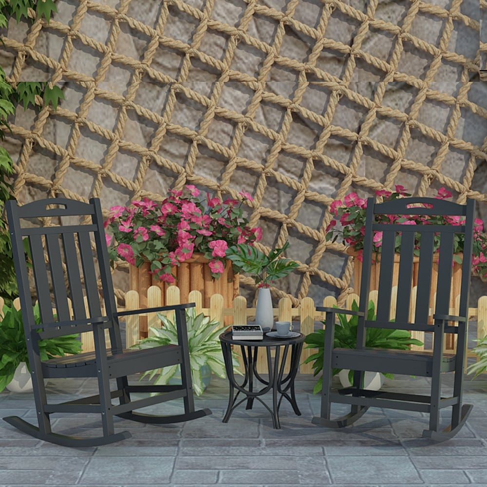 POLYDUN INC Polydun Outdoor Recycled Plastic Rocking Chair (Set of 2 ...