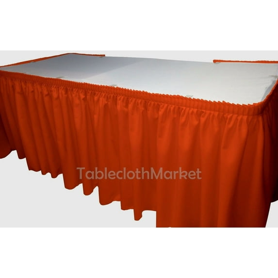 POLYESTER PLEATED TABLE SET SKIRT skirting Catering Trade Show Dj set up kit", (Color: Orange - Size: 14' Table Skirt)