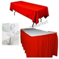 thumbnail image 1 of POLYESTER PLEATED TABLE SET SKIRT with clips 14' Ft. + clip + Topper Media DAY", (Color: Red), 1 of 4
