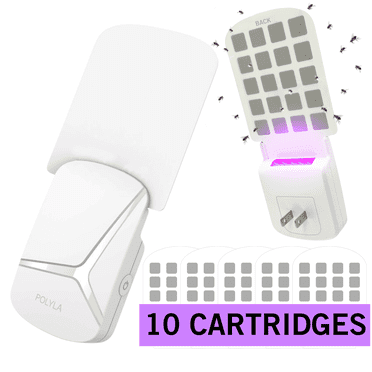 POLYLA Electronic Indoor Trap with UV for Mosquitoes, Gnats, Flies: 2 Devices   10 Refills