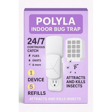 POLYLA Electronic Indoor Trap with UV for Mosquitoes, Gnats, Flies: 1 Devices + 5 Refills
