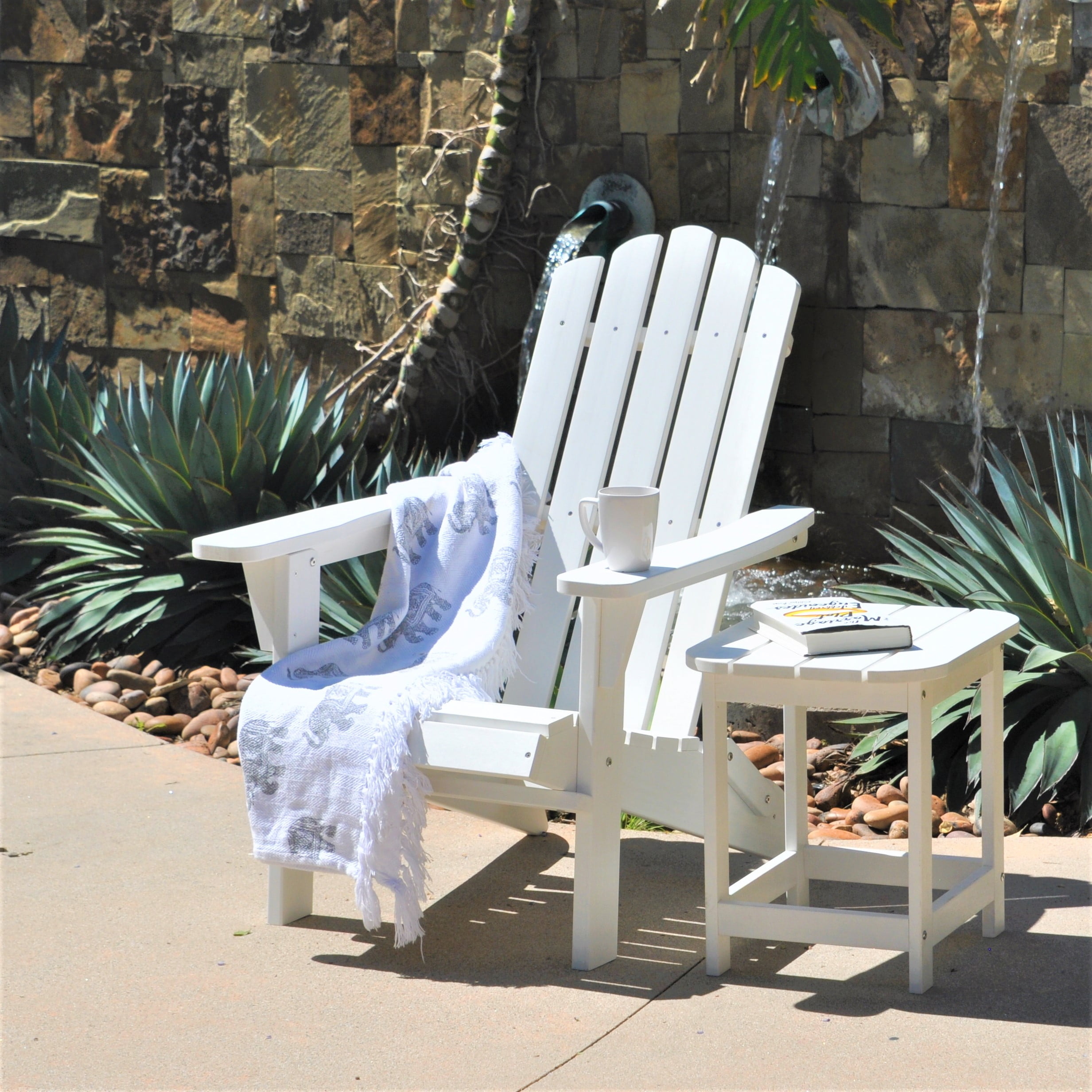 POLYTEAK Folding Adirondack Chair, Premium Poly Lumber, All Weather