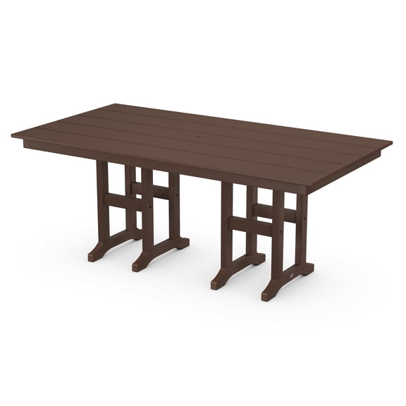 POLYWOOD 37.72" Plastic Outdoor Dining Table, Brown