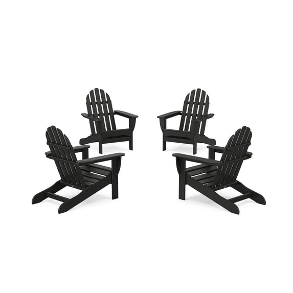 POLYWOOD 4-Piece Classic Adirondack Conversation Set in Black