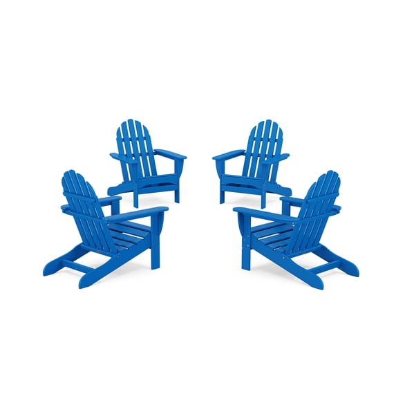 POLYWOOD 4-Piece Classic Adirondack Conversation Set in Pacific Blue