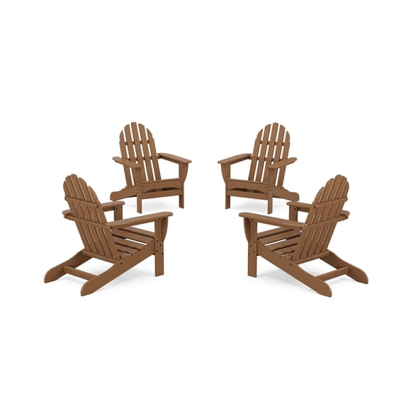 POLYWOOD 4-Piece Classic Adirondack Conversation Set in Teak