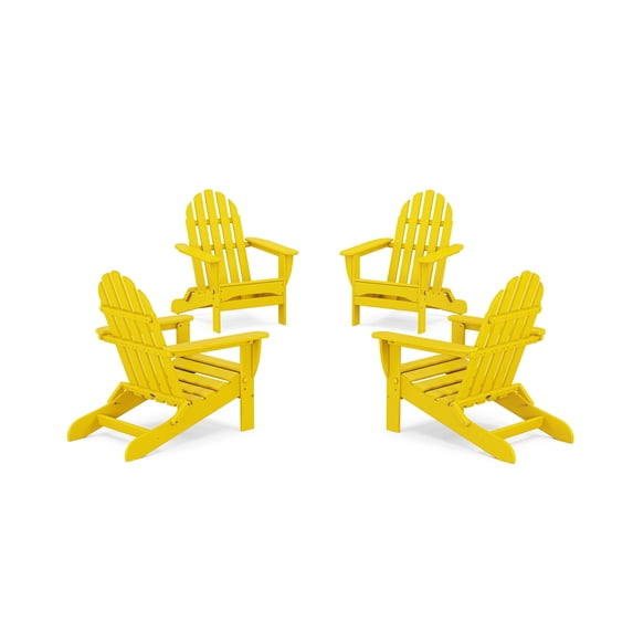 POLYWOOD 4-Piece Classic Folding Adirondack Conversation Set in Lemon