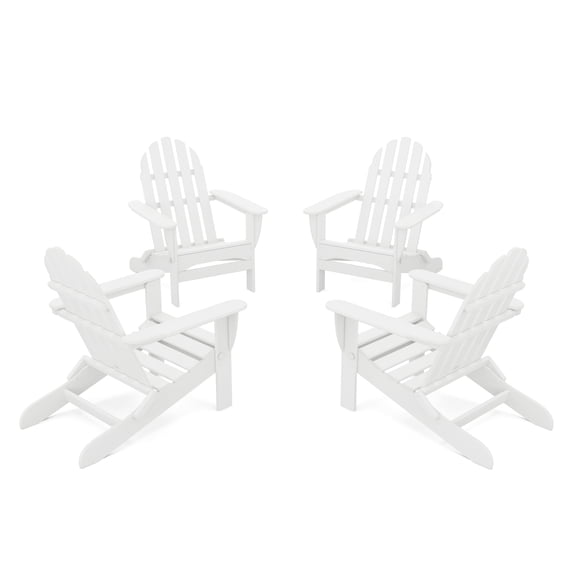 POLYWOOD 4-Piece Classic Folding Outdoor Adirondack Conversation Set in White