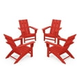 thumbnail image 1 of POLYWOOD 4-Piece Modern Outdoor Adirondack Chair Conversation Set in Sunset Red, 1 of 1