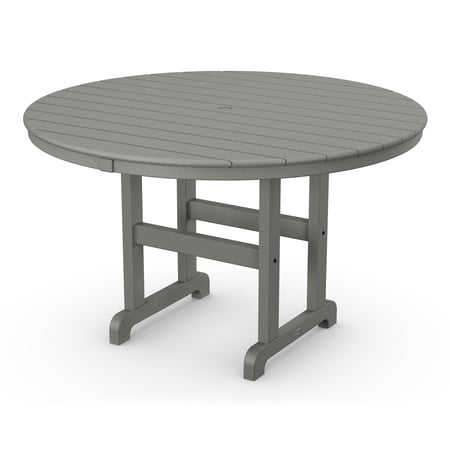 POLYWOOD 48" Plastic Stain Resistant Outdoor Dining Table, Gray