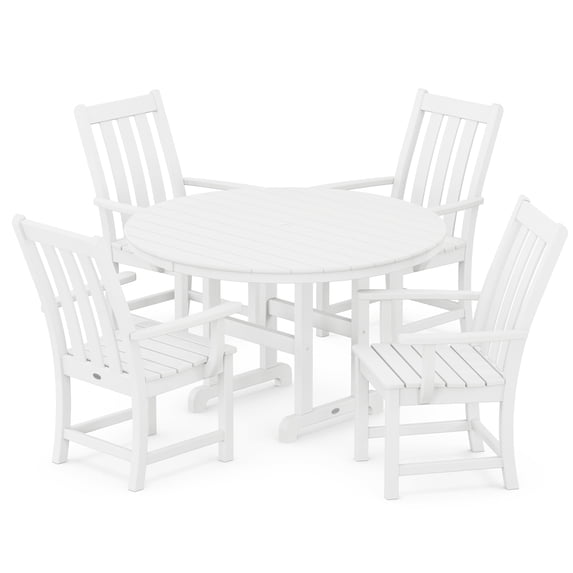 POLYWOOD 5-Piece Classic High-density Polyethylene Dining Furniture Sets White