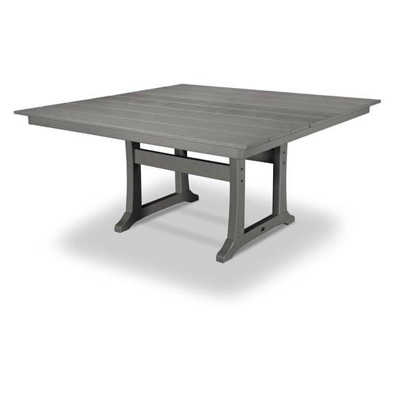 POLYWOOD 59" Polyethylene Durable Outdoor Dining Table, Gray