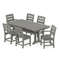 thumbnail image 1 of POLYWOOD 7-Piece Farmhouse Trestle Dining Furniture Set Slate Grey, 1 of 1