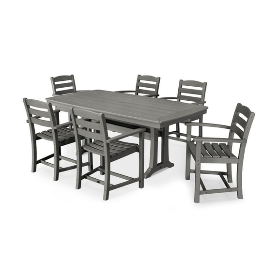 POLYWOOD 7 Piece La Casa Arm Chair Dining Set in Slate Grey