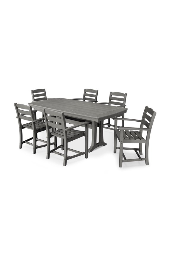 7 Piece La Casa Arm Chair Dining Set in Slate Grey