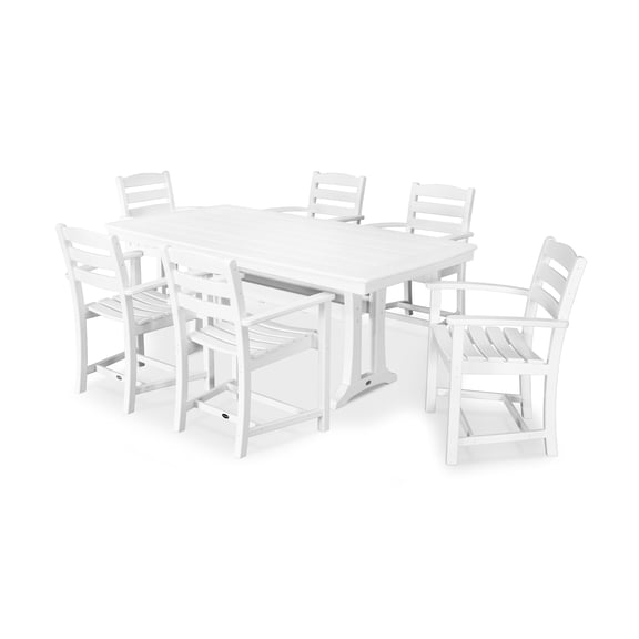 POLYWOOD 7 Piece La Casa Arm Chair Dining Set in White