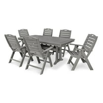POLYWOOD 7 Piece Nautical Dining Set in Slate Grey