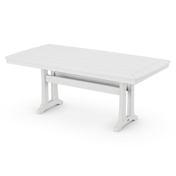 POLYWOOD 73" Rectangle Trestle Dining Table, White