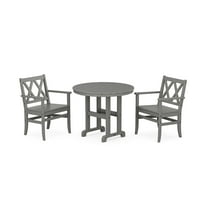 POLYWOOD® Canyon 3-Piece Farmhouse Dining Set in Slate Gray