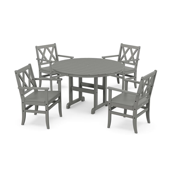 POLYWOOD Canyon 5-Piece Round Farmhouse Dining Set in Slate Grey
