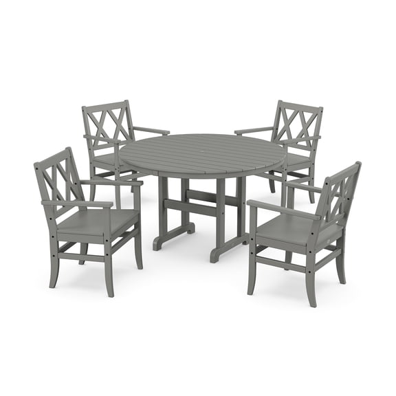 POLYWOOD Canyon 5-Piece Round Farmhouse Dining Set in Slate Grey