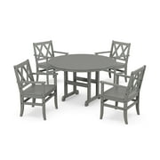 POLYWOOD® Canyon 5-Piece Round Farmhouse Dining Set in Slate Grey