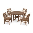 thumbnail image 1 of POLYWOOD Canyon 5-Piece Round Farmhouse Dining Set in Teak, 1 of 6
