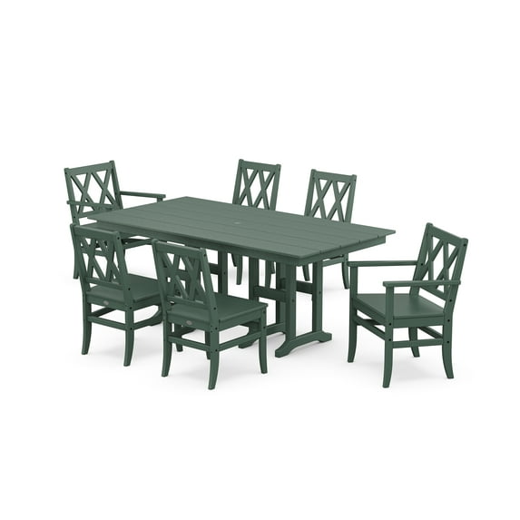 POLYWOOD® Canyon 7-Piece Farmhouse Dining Set in Green