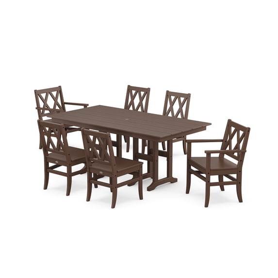 POLYWOOD Canyon 7-Piece Farmhouse Dining Set in Mahogany