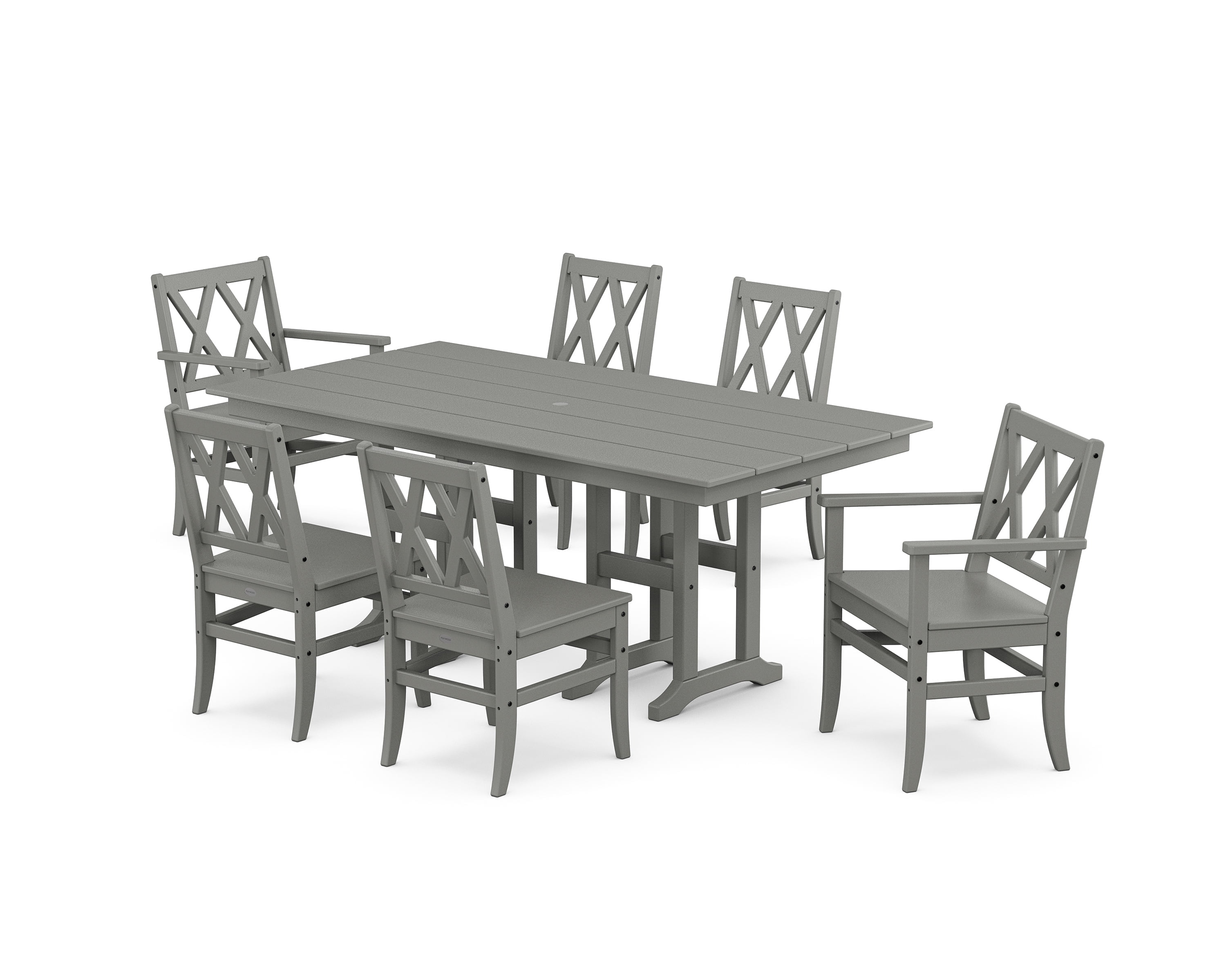 Slate Gray 7-Piece Farmhouse Trestle Dining Set