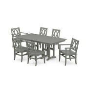 POLYWOOD® Canyon 7-Piece Farmhouse Dining Set in Slate Grey