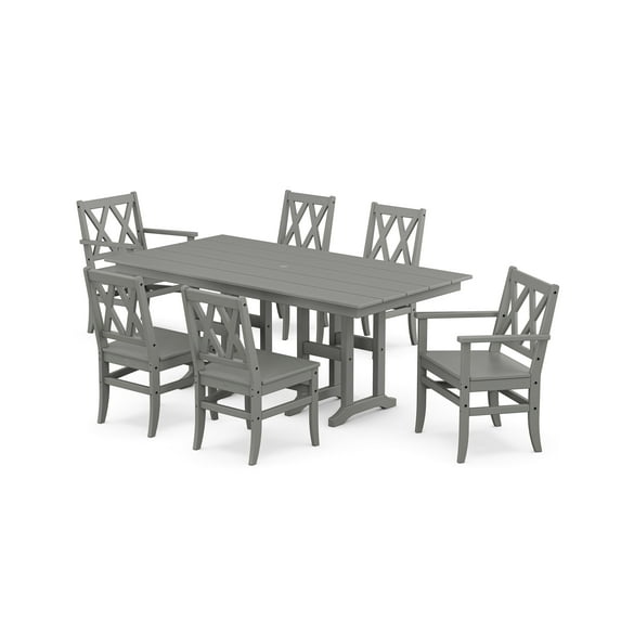 POLYWOOD® Canyon 7-Piece Farmhouse Dining Set in Slate Grey