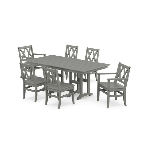 POLYWOOD® Canyon 7-Piece Farmhouse Dining Set in Slate Grey