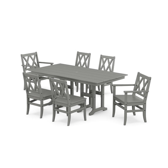 POLYWOOD Canyon 7-Piece Farmhouse Dining Set in Slate Grey