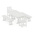 thumbnail image 1 of POLYWOOD Chippendale 5-Piece Dining Set with Trestle Legs in White, 1 of 2