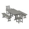 POLYWOOD Chippendale 5-Piece Farmhouse Dining Set With Trestle Legs in Slate Grey