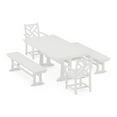 thumbnail image 1 of POLYWOOD Chippendale 5-Piece Farmhouse Dining Set With Trestle Legs in White, 1 of 1