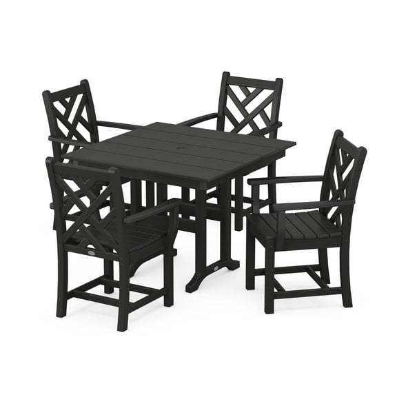 POLYWOOD Chippendale 5-Piece Farmhouse Dining Set in Black