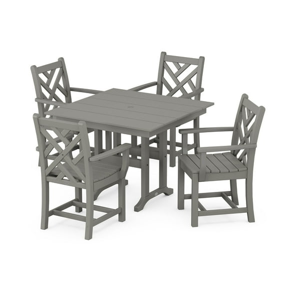 POLYWOOD Chippendale 5-Piece Farmhouse Dining Set in Slate Grey
