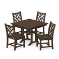 thumbnail image 1 of POLYWOOD Chippendale 5-Piece Farmhouse Trestle Side Chair Dining Set in Mahogany, 1 of 1