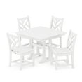 thumbnail image 1 of POLYWOOD Chippendale 5-Piece Farmhouse Trestle Side Chair Dining Set in White, 1 of 1