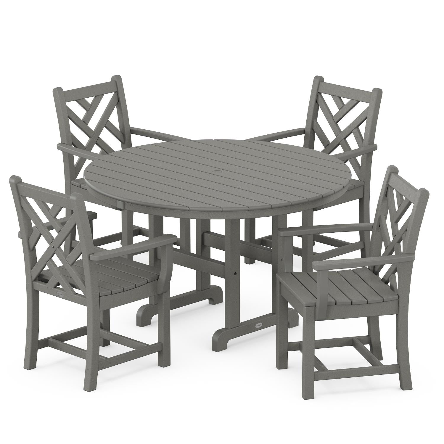 Slate Gray 4-Person Polywood Chippendale Dining Set