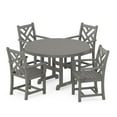 thumbnail image 1 of POLYWOOD Chippendale 5-Piece Round Arm Chair Dining Set - Slate Gray, 1 of 4
