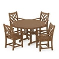 thumbnail image 1 of POLYWOOD Chippendale 5-Piece Round Arm Chair Dining Set in Teak, 1 of 4